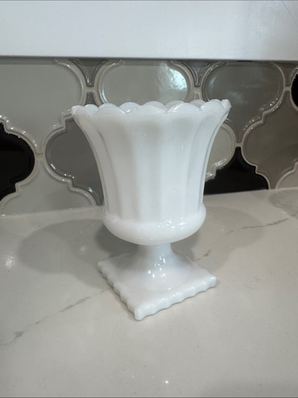 White Milk Glass Urn Vase